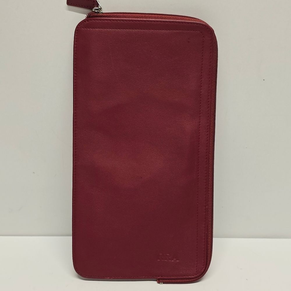 Levenger Genuine Burgundy Leather Travel Wallet Organizer